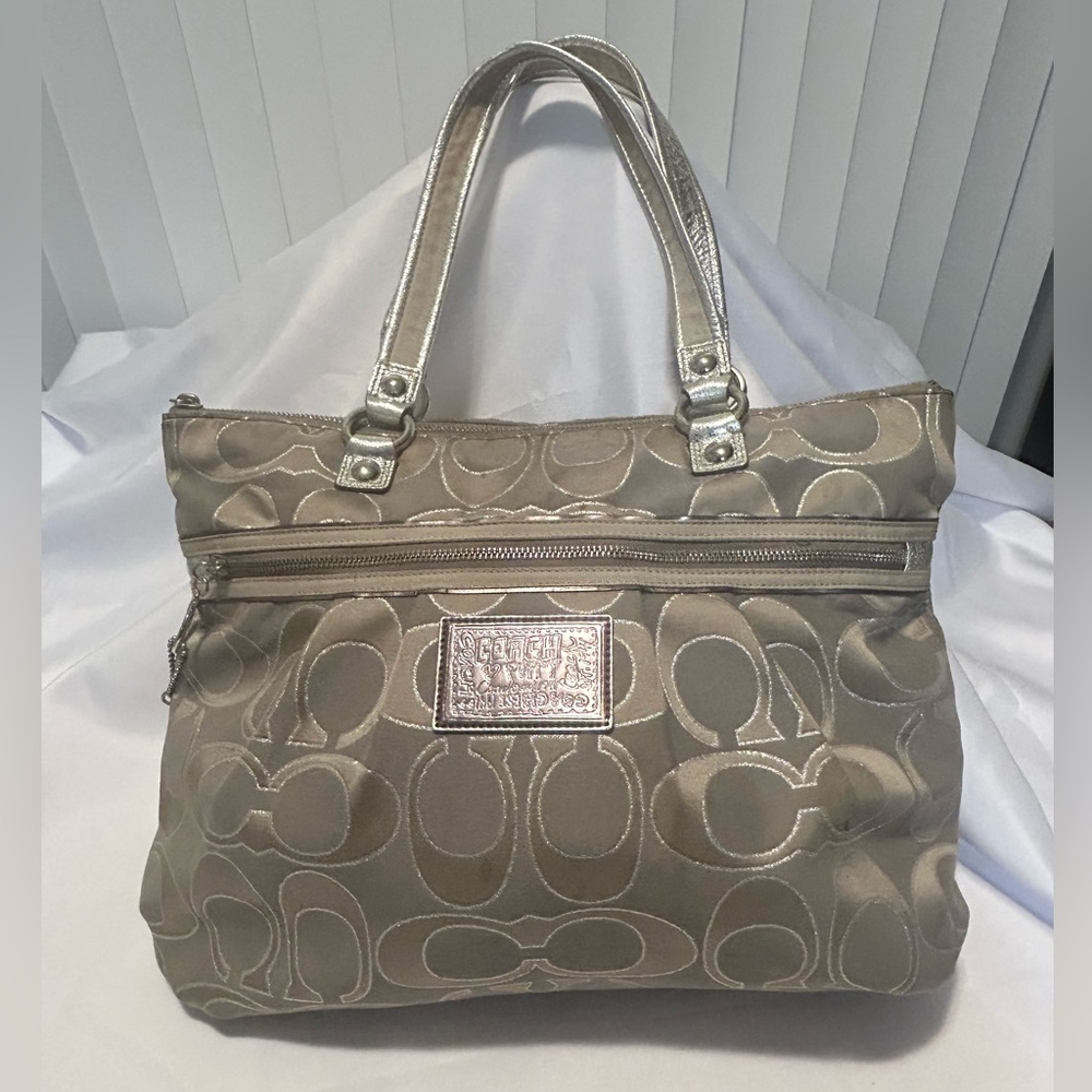 Coach Silver Signature Tote Bag